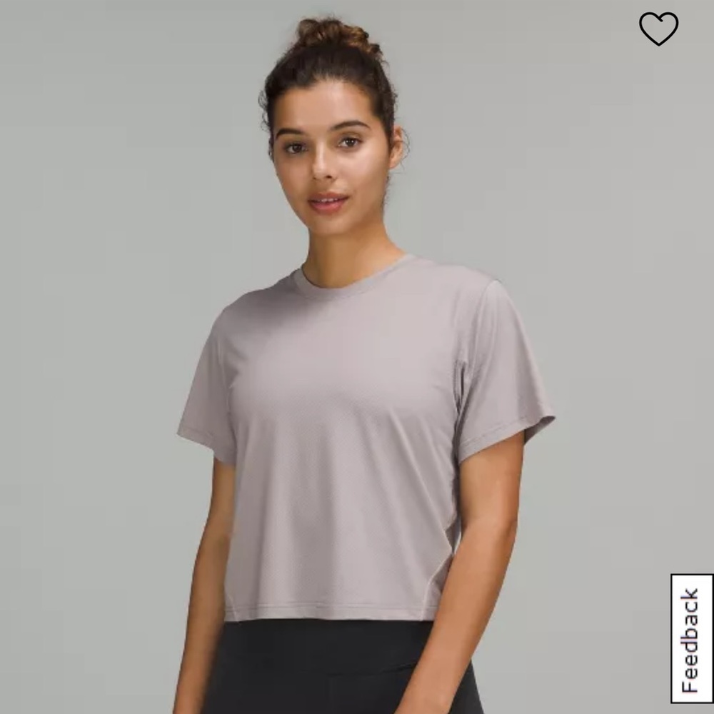 NWT lululemon Mauve Grey Ventilated Open-Back Training T-Shirt Size 4